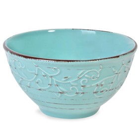 Μπολ Σερβιρίσματος Κεραμικό Πετρόλ Ανάγλυφα Καφέ Σχέδια 750 ml