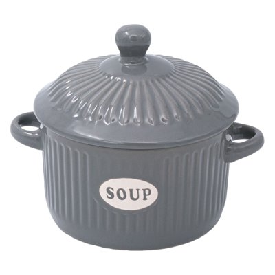 Μπολ Σούπας Κεραμικό Γκρι Soup με Καπάκι 600 ml