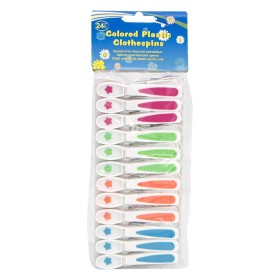 Μανταλάκια Λευκά με Χρωματιστό Χερούλι 8 cm - 25 τμχ.