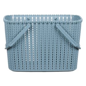 Καλαθάκι για Μανταλάκια Μπλε Γκρι Πλεκτό Σχέδιο 8 lt