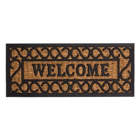 Πατάκι - Χαλάκι Σκαλοπατιού Εξώπορτας Καφέ Μαύρο &quotWelcome&quot Πλαίσιο 60x25 cm