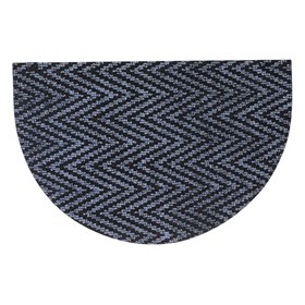 Πατάκι - Χαλάκι Εξώπορτας Ημικύκλιο Γκρι Μαύρο Ανάγλυφο Ζιγκ Ζαγκ 60x40 cm