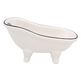 Θήκη Σαπουνιού Κεραμική Vintage Λευκή Μπανιέρα 14x6.5x7.5 cm