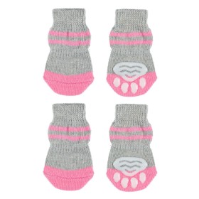 Καλτσάκια Σκύλου Αντιολισθητικά Ροζ Γκρι - 4 τμχ.