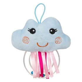 Κουδουνίστρα Δαχτυλίδι Λούτρινη Συννεφάκι Σιέλ 13 cm