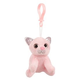 Μπρελόκ Λούτρινη Γατούλα Ροζ 10 cm