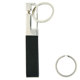 Μπρελόκ Ανδρικό Δέρμα Μαύρο Ασημί Μέταλλο 10.5 cm Μπρελόκ Ανδρικό Δέρμα Μαύρο Ασημί Μέταλλο 10.5 cm