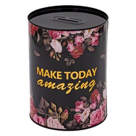 Κουμπαράς Μεταλλικός Μαύρος Τύπωμα Make Today Amazing 12x16 cm