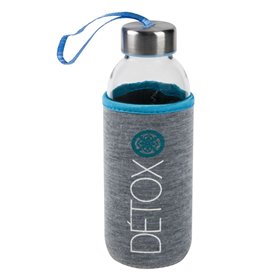 Παγούρι Γυάλινο με Υφασμάτινη Λαβή Μπλε 400 ml.