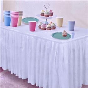 Κάλυμμα - Φούστα Τραπεζιού Λευκό Πλαστικό 4.27 m x 73 cm