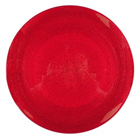 Πιάτο Σερβιρίσματος Φαγητού Γυάλινο Κόκκινο Ανάγλυφα Σχέδια 27.5cm