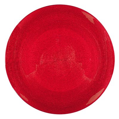 Πιάτο Σερβιρίσματος Φαγητού Γυάλινο Κόκκινο Ανάγλυφα Σχέδια 27.5cm
