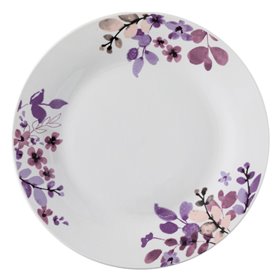 Πιάτο Ρηχό Πορσελάνη Λευκό Μωβ Λουλούδια 26.5cm