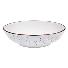 Μπολ Σερβιρίσματος Βαθύ Κεραμικό Λευκό Ανάγλυφο 20 cm