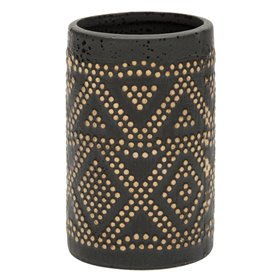 Θήκη Οδοντόβουρτσας Κεραμική Γκρι Σχέδια Dots 7x11.5 cm