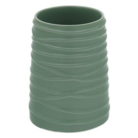 Θήκη Οδοντόβουρτσας Κεραμική Τριγωνική Μέντα Ανάγλυφες Γραμμές 6.5x10.5 cm