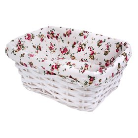 Καλάθι Αποθήκευσης Πλεκτό Μπαμπού Λευκό Floral 22x16x10 cm