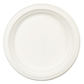 Πιάτα Οικολογικά από Ζαχαροκάλαμο Λευκά 23 cm - 10 τμχ.