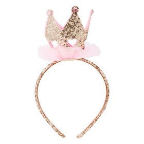 Αποκριάτικη Στέκα Μαλλιών Παιδική Χρυσό Glitter Κορώνα 8 cm