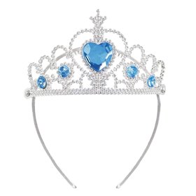 Στέμμα Παιδικό Ασημί Μπλε Πέτρες Καρδιά