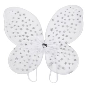Αποκριάτικα Φτερά Πεταλούδας Λευκά Ασημί Glitter 41 cm