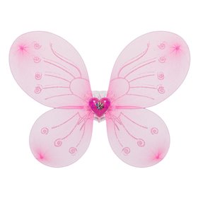 Αποκριάτικα Φτερά Πεταλούδας Ροζ Καρδιά 50 cm