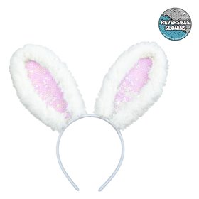 Στέκα Αυτιά Λαγού Λευκή Ροζ Παγιέτες
