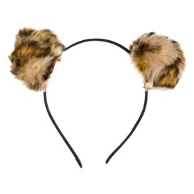 Αποκριάτικη Στέκα Μαύρη Γούνινα Λεοπάρ Πον Πον