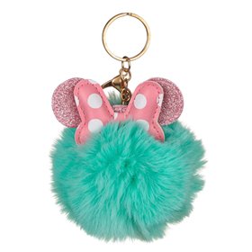 Μπρελόκ Πον Πον Μέντα Ροζ Πουά Φιόγκος με Glitter 10cm Μπρελόκ Πον Πον Μέντα Ροζ Πουά Φιόγκος με Glitter 10cm