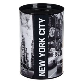 Κουμπαράς Μεταλλικός Μαύρος New York 10x15 cm