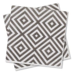 Χαρτοπετσέτες Λευκές Ροζ Γκρι Γεωμετρικό Μοτίβο 40x40 cm - 25 τμχ.