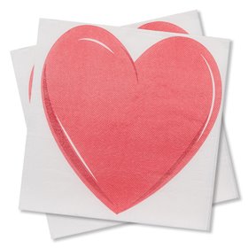 Χαρτοπετσέτες Λευκές Ροζ Καρδιά 40x40 cm - 25 τμχ.