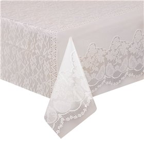 Τραπεζομάντηλο Πλαστικό Διάφανο Λευκή Δαντέλα 137x274 cm
