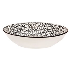 Πιάτο Σερβιρίσματος Σούπας Πορσελάνη Μπεζ Μαύρο Μοτίβο 20 cm