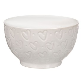 Μπολ Σερβιρίσματος Κεραμικό Λευκό Σχέδιο Ανάγλυφες Καρδιές 650 ml