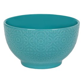 Μπολ Σερβιρίσματος Κεραμικό Πετρόλ Ανάγλυφα Σχέδια 650 ml