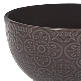 Μπολ Σερβιρίσματος Κεραμικό Σκούρο Γκρι Καφέ Ανάγλυφα Σχέδια 650 ml