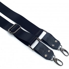 Ρυθμιζόμενος μαύρος ιμάντας με μαύρο κερωμένο δέρμα