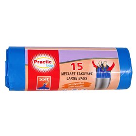Σακούλες Απορριμμάτων Μπλε με Χερούλια 55 lt - 15 τμχ.