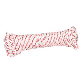 Σχοινί Πολλαπλών Χρήσεων Πολυεστέρας Λευκό Κόκκινο 15 m x 4 mm Σχοινί Πολλαπλών Χρήσεων Πολυεστέρας Λευκό Κόκκινο 15 m x 4 mm