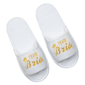Παντόφλες Γυναικείες Ανοιχτές Λευκές Χρυσό Τύπωμα Team Bride Παντόφλες Γυναικείες Ανοιχτές Λευκές Χρυσό Τύπωμα Team Bride