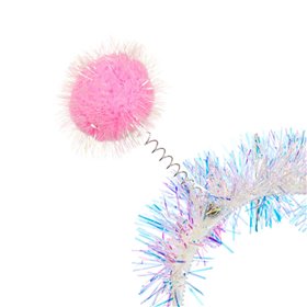 Αποκριάτικη Στέκα Παιδική Ολογραφικό Tinsel Ροζ Πον Πον