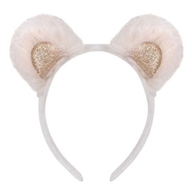 Στέκα Μαλλιών Αυτάκια Γούνα με Χρυσό Glitter 