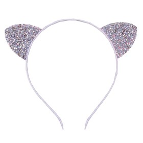 Στέκα Μαλλιών Παιδική Λιλά Ροζ Αυτιά Crystal Πέτρες