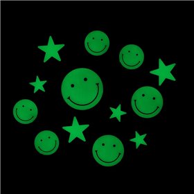 Αυτοκόλλητα Διακοσμητικά Τοίχου Φωσφοριζέ Γελαστές Φατσούλες Αστεράκια