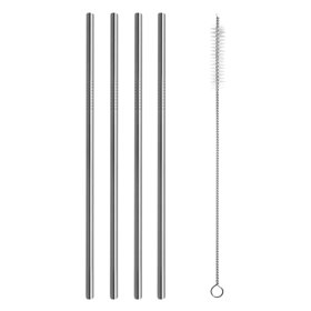Καλαμάκια Ανοξείδωτο Ατσάλι Επαναχρησιμοποιούμενα με Βουρτσάκι 5x215 mm - 4 τμχ.