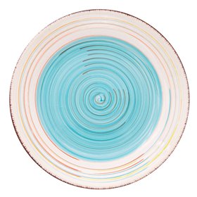 Πιάτο Σερβιρίσματος Ρηχό Κεραμικό Μπεζ Τυρκουάζ Σπείρα 19 cm