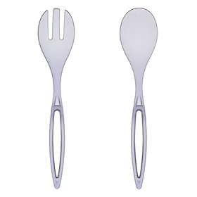 Σετ Σερβιρίσματος Κουτάλα Πιρούνα Πλαστικά Διάφανα Γκρι 30 cm