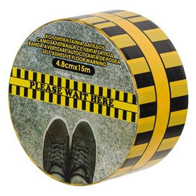 Κολλητική Ταινία Δαπέδου με Σήμανση PLEASE WAIT HERE 15x0.48 m