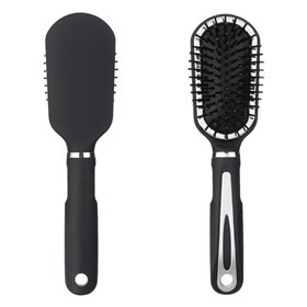 Βούρτσα Πλακέ Ταξιδιού Πλαστική Μαύρη